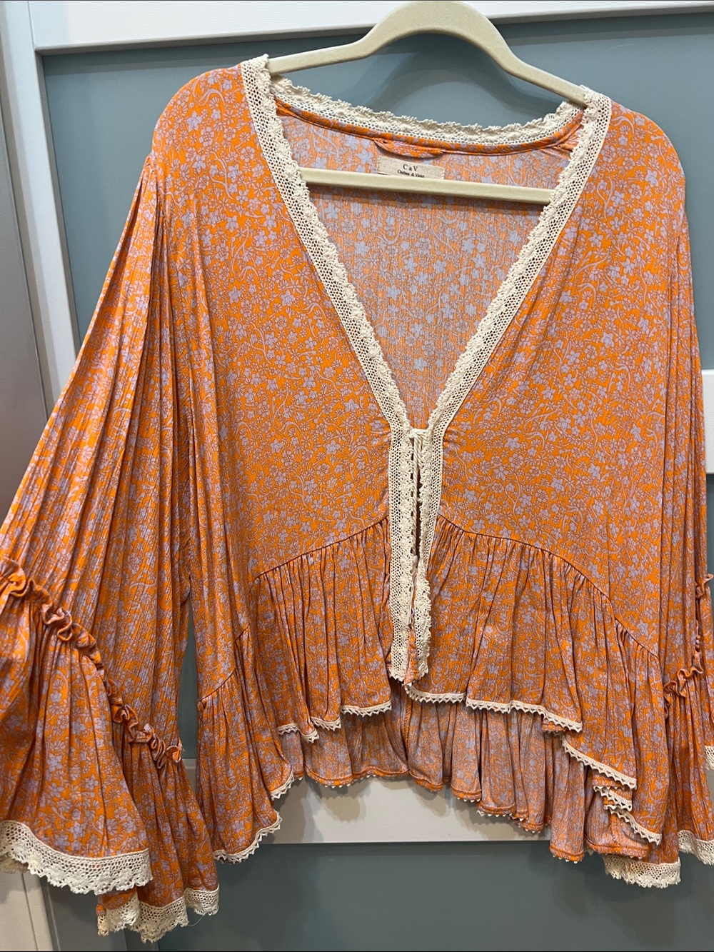 Chelsea & Violet Orange & Periwinkle Floral Top